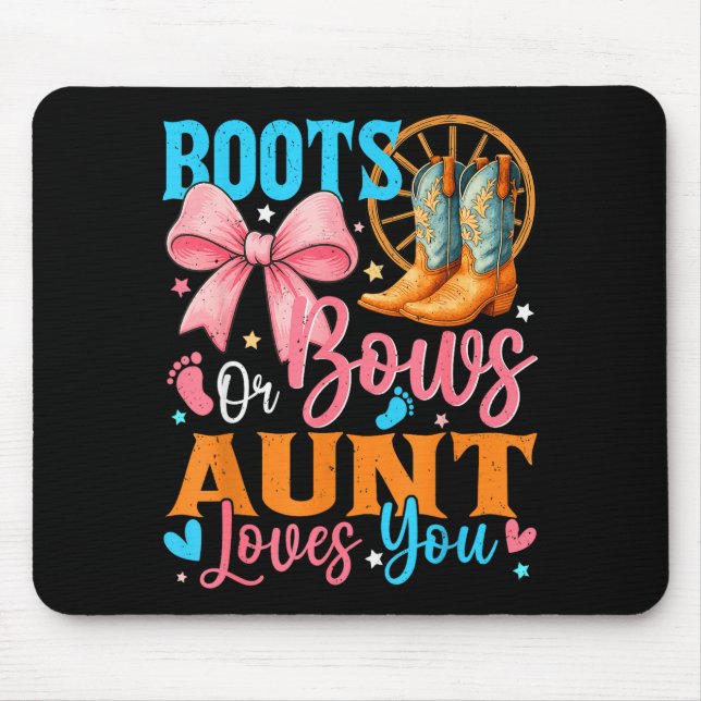 Boots Or Bows Aunt Loves You Gender Reveal Family  Mouse Mat (Front)
