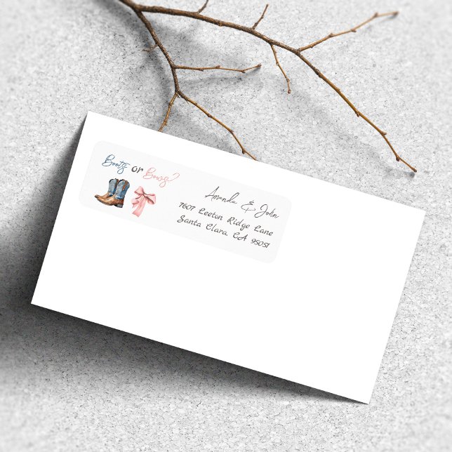 Boots or Bows Blue Pink Gender Reveal Address (Creator Uploaded)