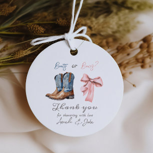 Boots or Bows Blue Pink Gender Reveal Party Favour Tags