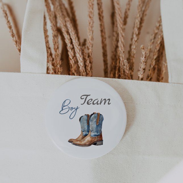 Boots or Bows Blue Pink Gender Reveal Team Boy 3 Cm Round Badge (Creator Uploaded)