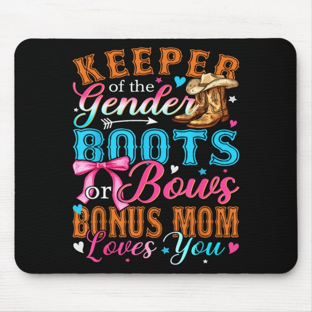 Boots Or Bows Bonus Mom Loves You Gender Reveal Fa Mouse Mat (Front)
