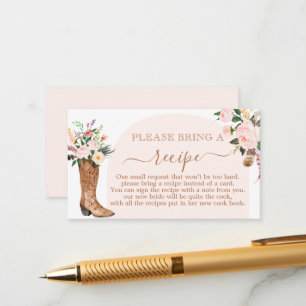 Boots or bows Bridal Shower Recipe Card Request