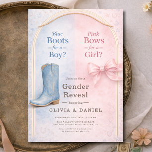 Boots or Bows Coquette Gender Reveal Invitation