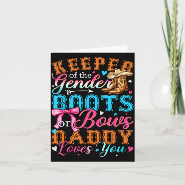 Boots Or Bows Daddy Loves You Gender Reveal Family Card (Front)