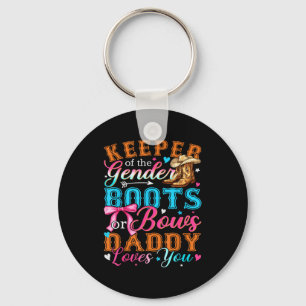 Boots Or Bows Daddy Loves You Gender Reveal Family Key Ring