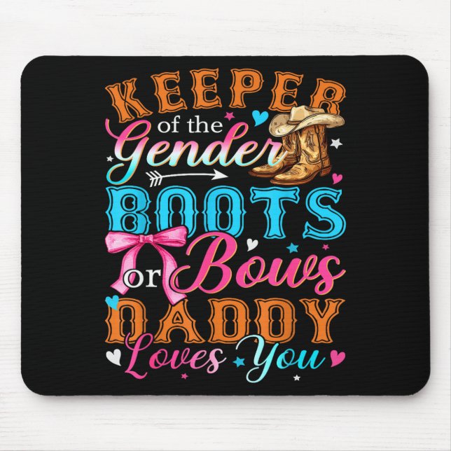 Boots Or Bows Daddy Loves You Gender Reveal Family Mouse Mat (Front)