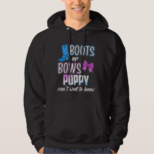 Boots or Bows for Poppy Granpa Dad Reveal Baby Sho Hoodie