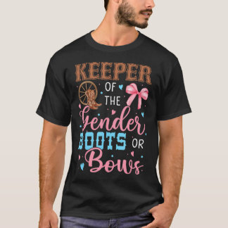 Boots Or Bows Funny Keeper Of Gender Baby Reveal P T-Shirt