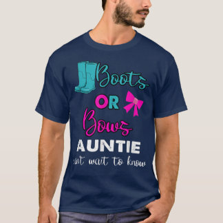 boots Or Bows Gender Reveal baby Auntie party Matc T-Shirt