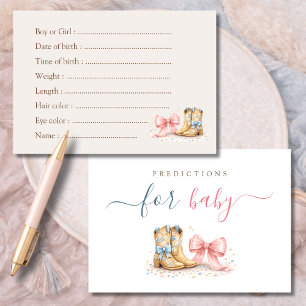 Boots Or Bows Gender Reveal Baby Predictions Thank You Card