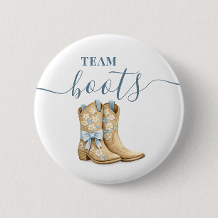 Boots or Bows Gender Reveal Blue Team Boy 6 Cm Round Badge