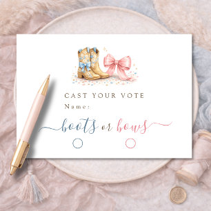 Boots Or Bows Gender Reveal Cast Your Vote Card
