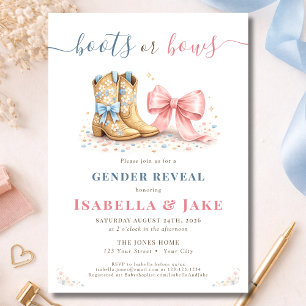 Boots or Bows Gender Reveal Invitation