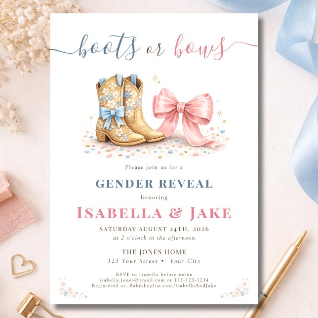 Boots or Bows Gender Reveal  Invitation (Creator Uploaded)