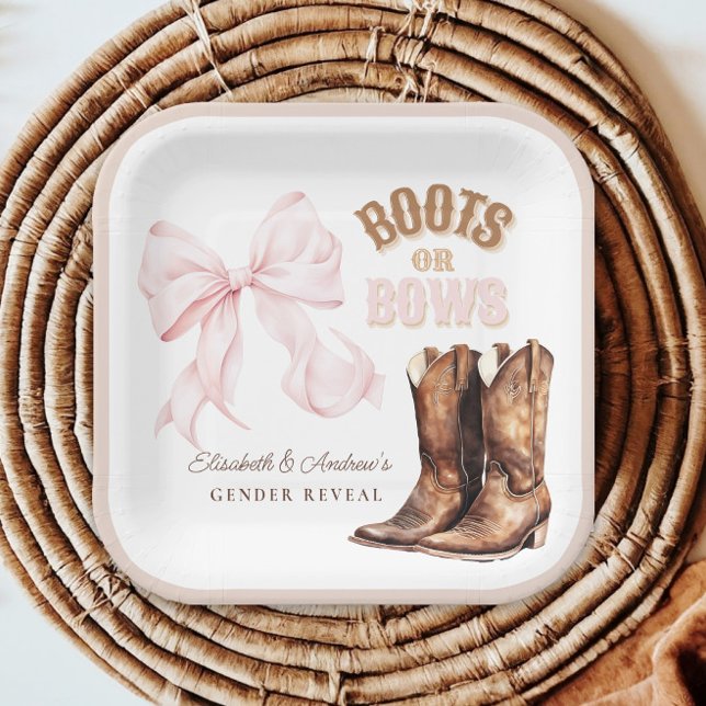Boots or Bows Gender Reveal Paper Plate (Creator Uploaded)