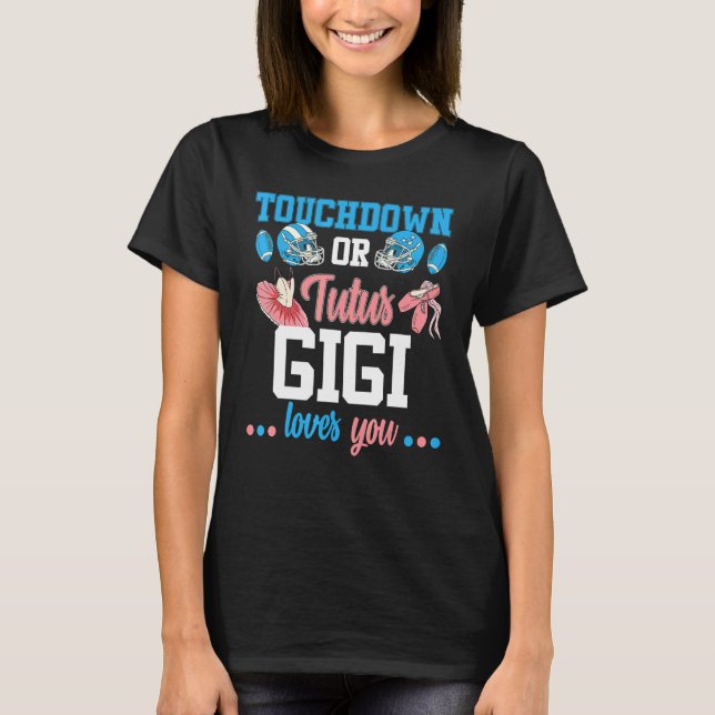 Boots Or Bows Gender Reveal Party Gigi Baby Announ T-Shirt (Front)