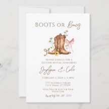 Boots Or Bows Gender Reveal Party Invitation