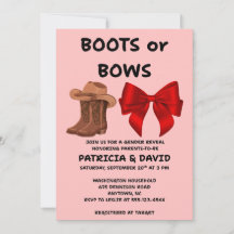 Boots or Bows Gender Reveal Party Invitation