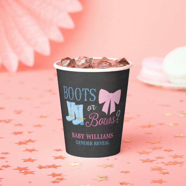Boots or Bows Gender Reveal Party Paper Cups (Insitu)