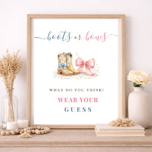 Boots or Bows Gender Reveal Party Welcome Poster
