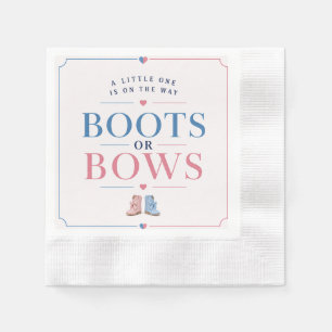 Boots or Bows Gender Reveal Pink or Blue Napkin