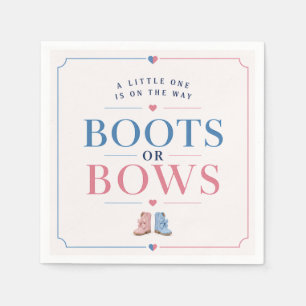 Boots or Bows Gender Reveal Pink or Blue Napkin