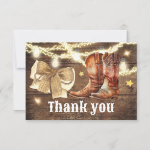 Boots or Bows Gender Reveal Thank You Card