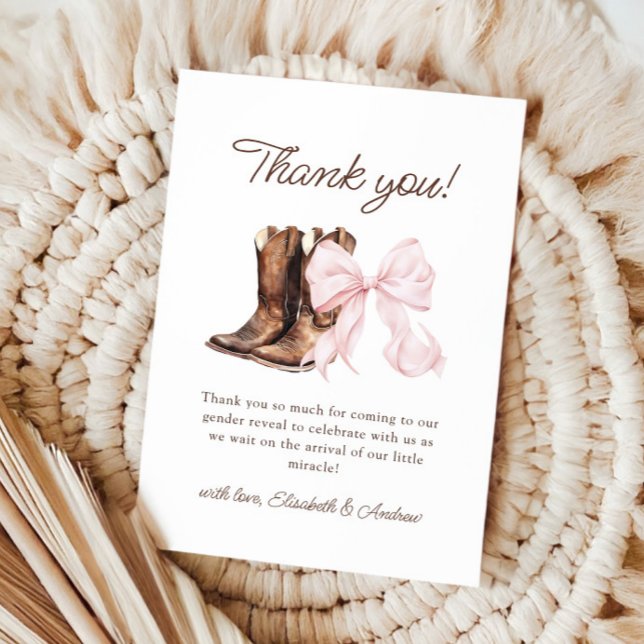 Boots or Bows Gender Reveal Thank You Card (Creator Uploaded)