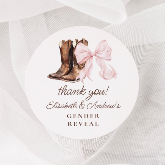 Boots or Bows Gender Reveal Thank You Stickers (Creator Uploaded)