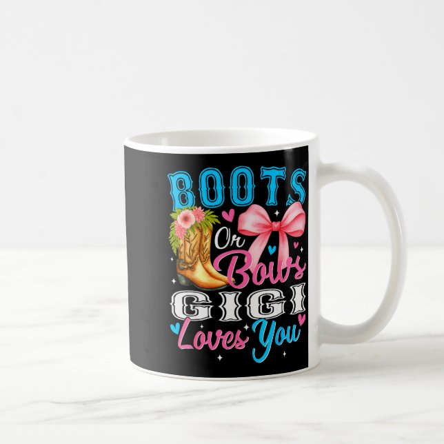 Boots Or Bows Gigi Loves You Gender Reveal Family  Coffee Mug (Right)