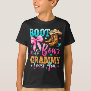Boots Or Bows Grammy Loves You Gender Reveal Famil T-Shirt