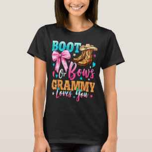 Boots Or Bows Grammy Loves You Gender Reveal Famil T-Shirt