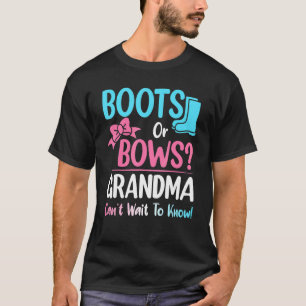 Boots Or Bows Grandma Gender Reveal Pregnancy Anno T-Shirt