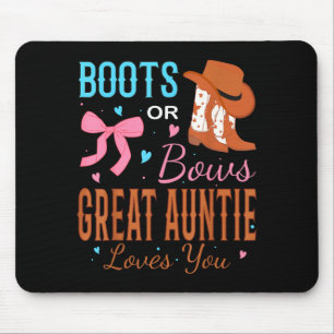 Boots Or Bows Great Auntie Loves You Gender Reveal Mouse Mat