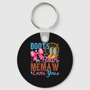 Boots Or Bows Memaw Loves You Gender Reveal Family Key Ring