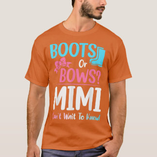Boots or Bows Mimi Gender Reveal Pregnancy Announc T-Shirt