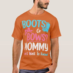 Boots or Bows Mummy Gender Reveal Pregnancy Announ T-Shirt