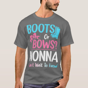 Boots or Bows Nonna Gender Reveal Pregnancy Announ T-Shirt