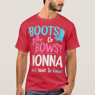 Boots or Bows Nonna Gender Reveal Pregnancy Announ T-Shirt