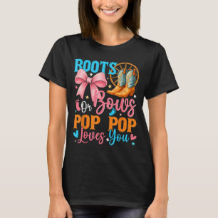 Boots Or Bows P P Loves You Gender Reveal Family  T-Shirt