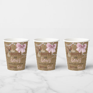 Boots or bows paper cup for Gender Reveal.