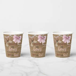 Boots or bows paper cup for Gender Reveal.