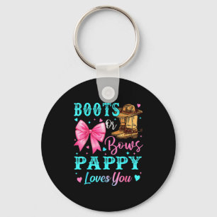Boots Or Bows Pappy Loves You Gender Reveal Family Key Ring
