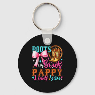 Boots Or Bows Pappy Loves You Gender Reveal Party  Key Ring