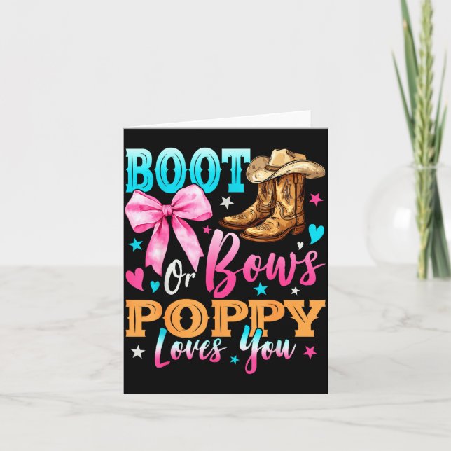 Boots Or Bows Ppy Loves You Gender Reveal Family  Card (Front)