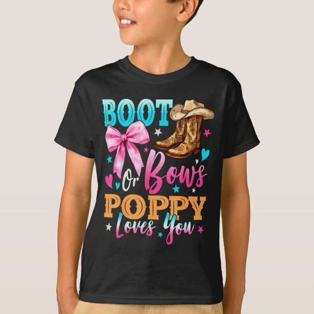 Boots Or Bows Ppy Loves You Gender Reveal Family  T-Shirt (Front)