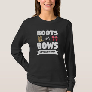 Boots Or Bows Pregnancy Announcement Gender Reveal T-Shirt