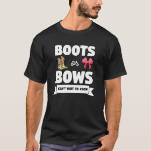 Boots Or Bows Pregnancy Announcement Gender Reveal T-Shirt
