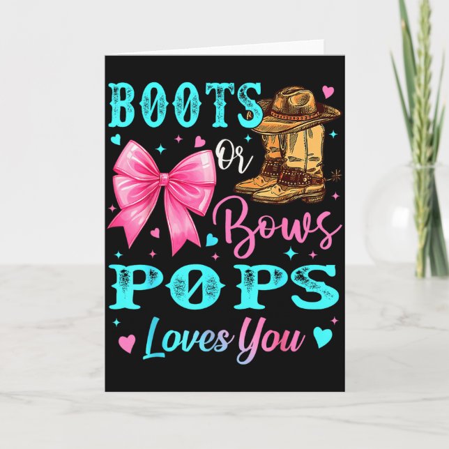 Boots Or Bows Ps Loves You Gender Reveal Family  Card (Front)