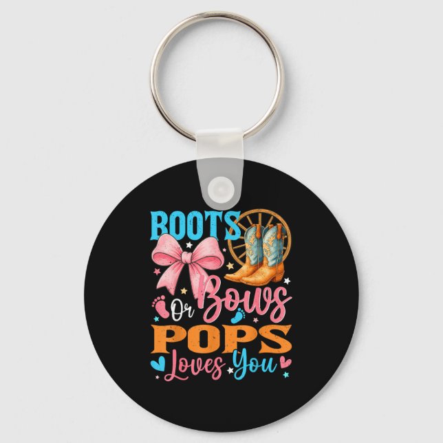 Boots Or Bows Ps Loves You Gender Reveal Family  Key Ring (Front)